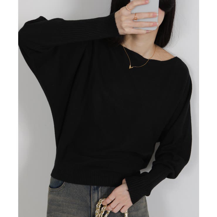 ボートネック ドルマンスリーブニットソートップス | Pumpkin  Port | 詳細画像13 