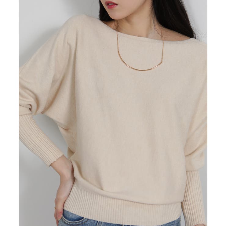 ボートネック ドルマンスリーブニットソートップス | Pumpkin  Port | 詳細画像2 