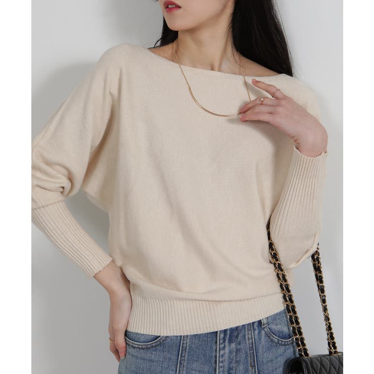 ボートネック ドルマンスリーブニットソートップス | Pumpkin  Port | 詳細画像3 