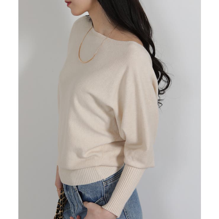 ボートネック ドルマンスリーブニットソートップス | Pumpkin  Port | 詳細画像4 