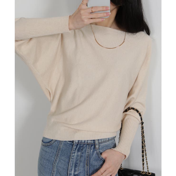 ボートネック ドルマンスリーブニットソートップス | Pumpkin  Port | 詳細画像7 