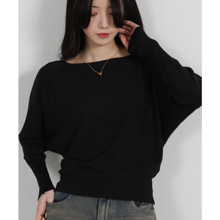 ボートネック ドルマンスリーブニットソートップス | Pumpkin  Port | 詳細画像9 