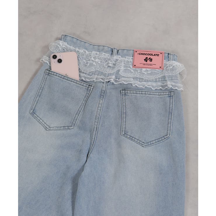 ウエストWレース デニムフレアワイドパンツ | Pumpkin  Port | 詳細画像12 