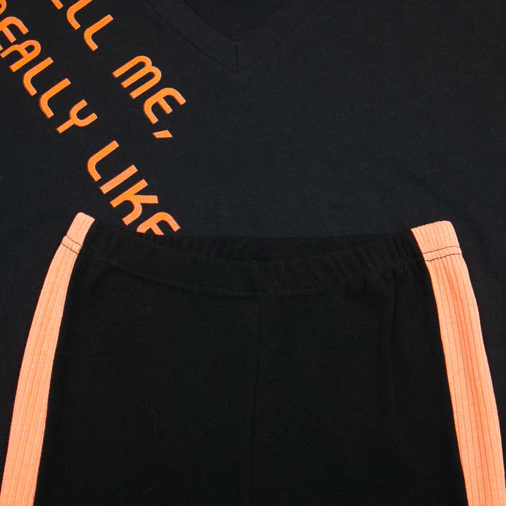コットン 右胸ゴプリント入りVネックBIGロングTシャツ+ライン入り レギンスS… | Pumpkin  Port | 詳細画像24 