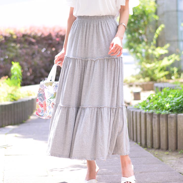 コットン カットソーロング ２段ティアードスカート 品番 Ppnw Pumpkin Port パンプキンポート のレディースファッション通販 Shoplist ショップリスト