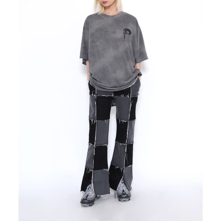 パッチワークデニムフレアパンツ[品番：PNYW0004131]｜PUNYUS