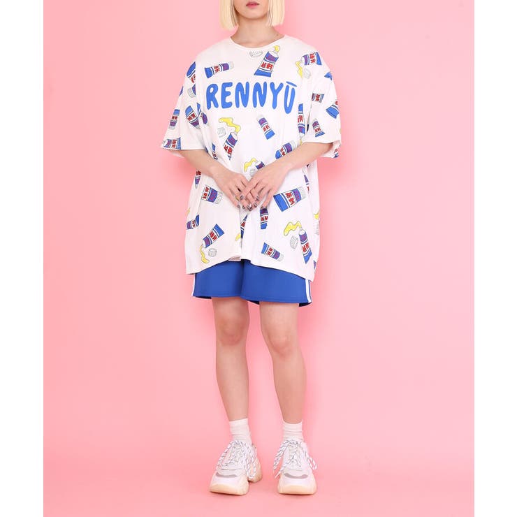 新品 プニュズ Tシャツ PUNYUS 総柄 10周年 記念 餅 トマト 練乳