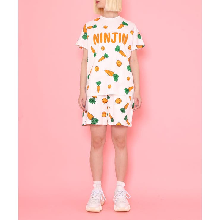 フード総柄Tシャツ(LEMON NINJIN EDAMAME)[品番：PNYW0003858