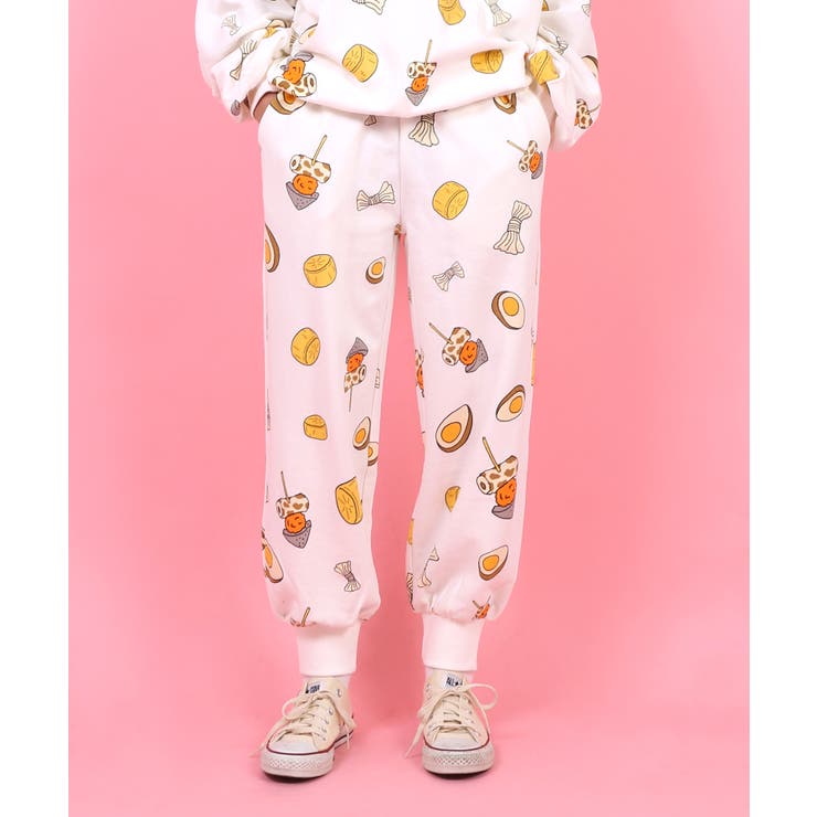フード総柄スウェットパンツ(SABAKAN_GYOZA_ODEN_KABOCHA…[品番