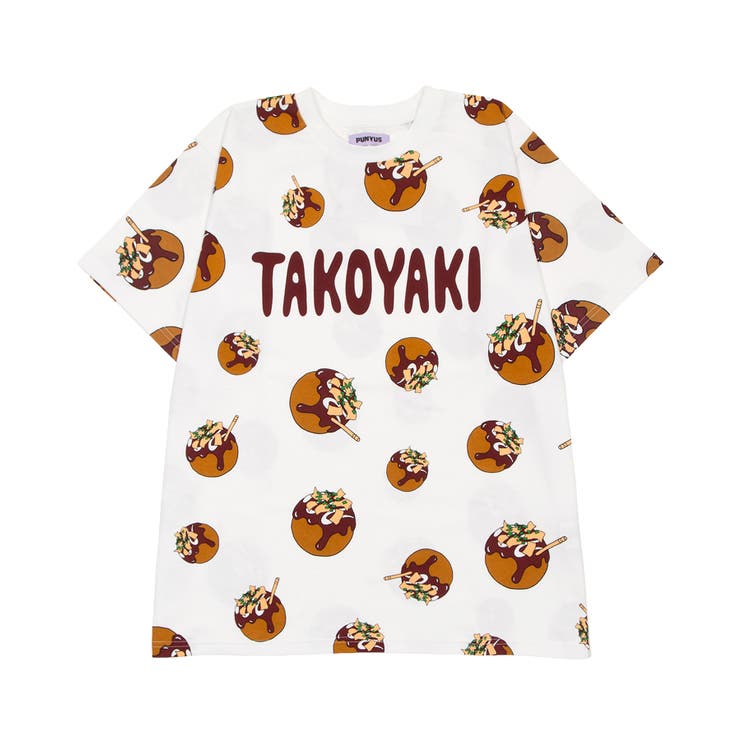 ブラウン | 【新サイズ】たこ焼き総柄Tシャツ | PUNYUS 