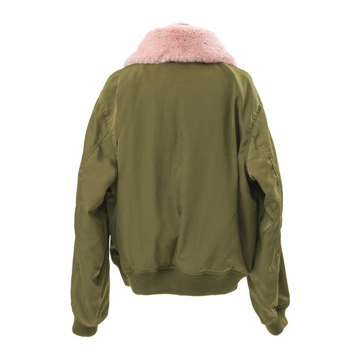 ハ*ケ様 オリーブ色 フライトジャケット ファー襟付き エコファー襟付きフライトジャケット[品番：PNYW0003401