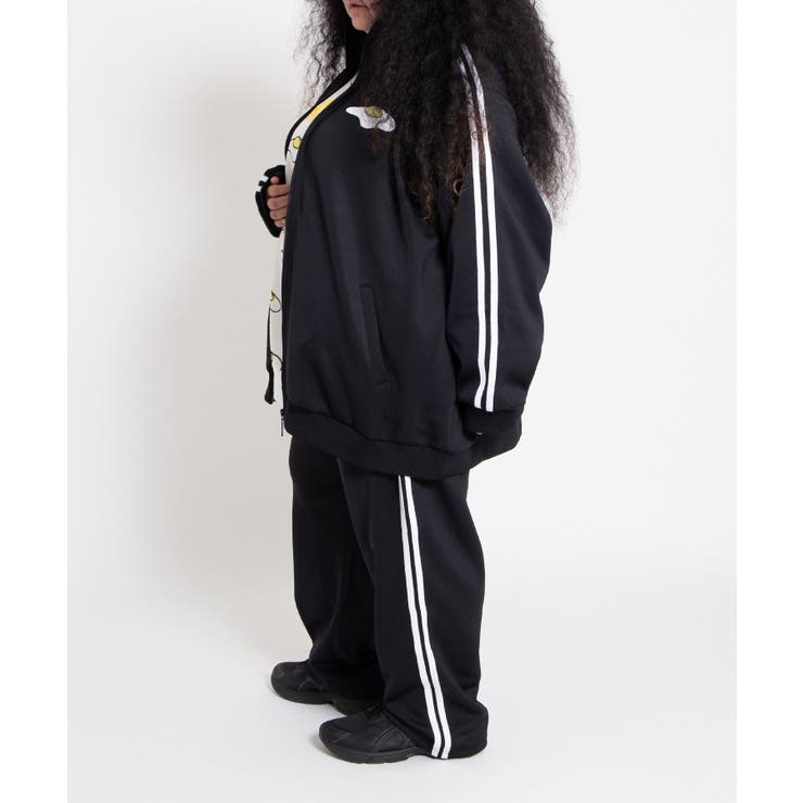 OpenYard フード付き ブラックジャージ 新サイズ】フードジャージトップ[品番：PNYW0004804]｜PUNYUS