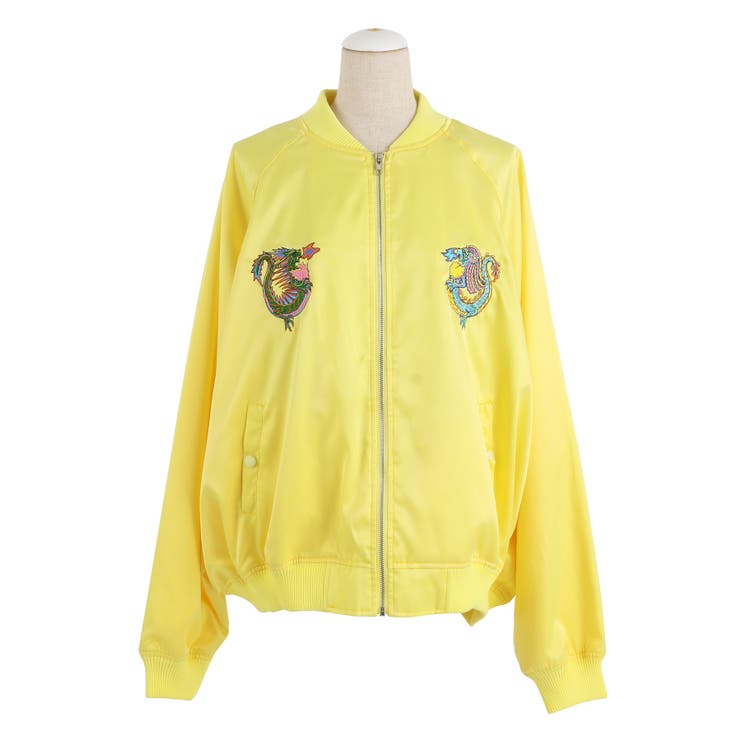 ドラゴン刺繍サテンブルゾン[品番：PNYW0003632]｜PUNYUS （プニュズ