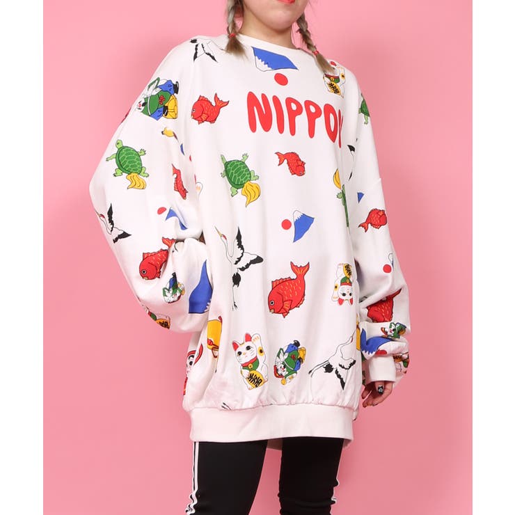 NIPPON総柄スウェット[品番：PNYW0003546]｜PUNYUS （プニュズ）のレディースファッション通販｜SHOPLIST（ショップリスト）
