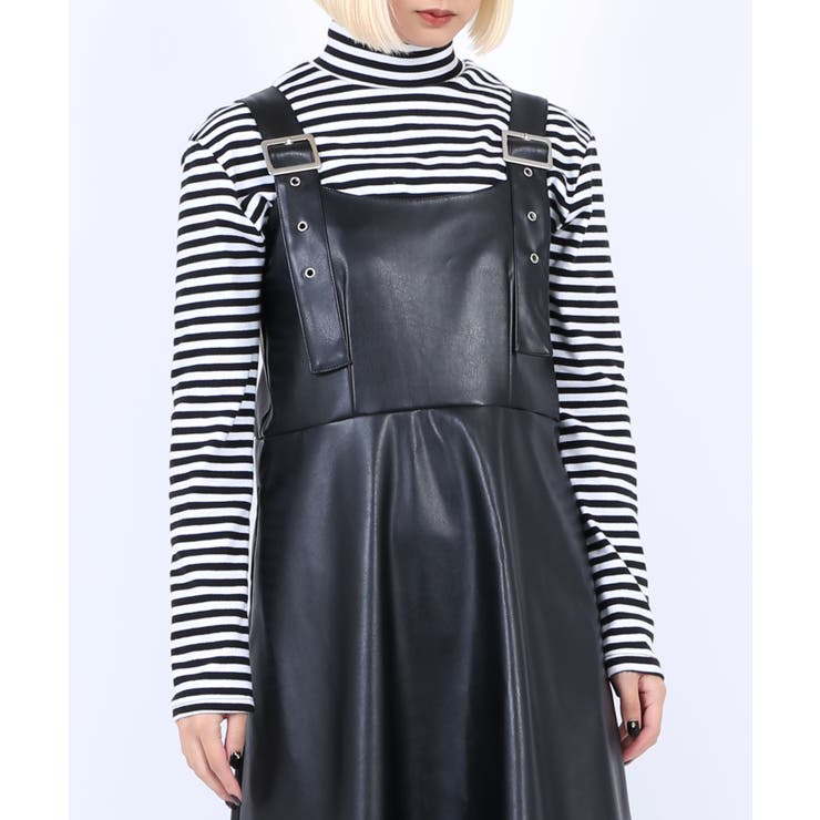 フェイクレザージャンパースカート[品番：PNYW0004063]｜PUNYUS