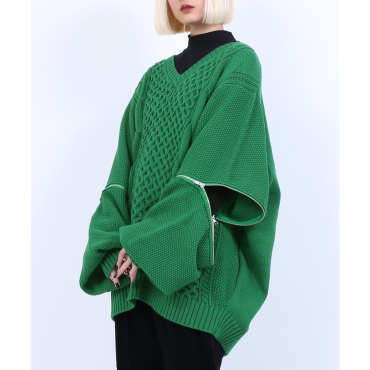 2WAYケーブル編みニット[品番：PNYW0004092]｜PUNYUS （プニュズ）の