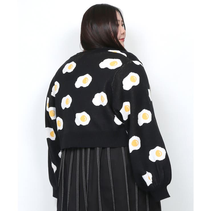 フード柄ショートニットカーディガン[品番：PNYW0003816
