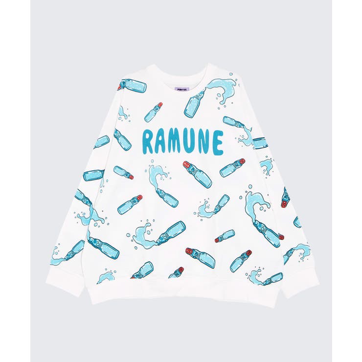 サックス(ラムネ) | 【新サイズ】フード総柄スウェット | PUNYUS 