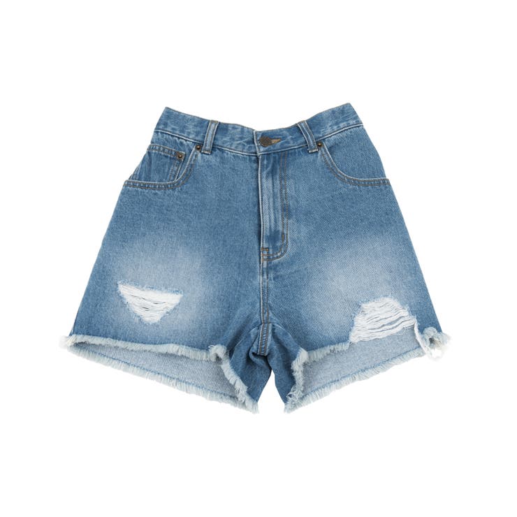 デニム中濃色 | ダメージデニムショートパンツ | PUNYUS 
