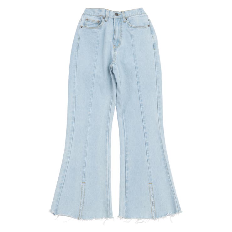 ライトブルー | フロントスリットデニムフレアパンツ | PUNYUS 