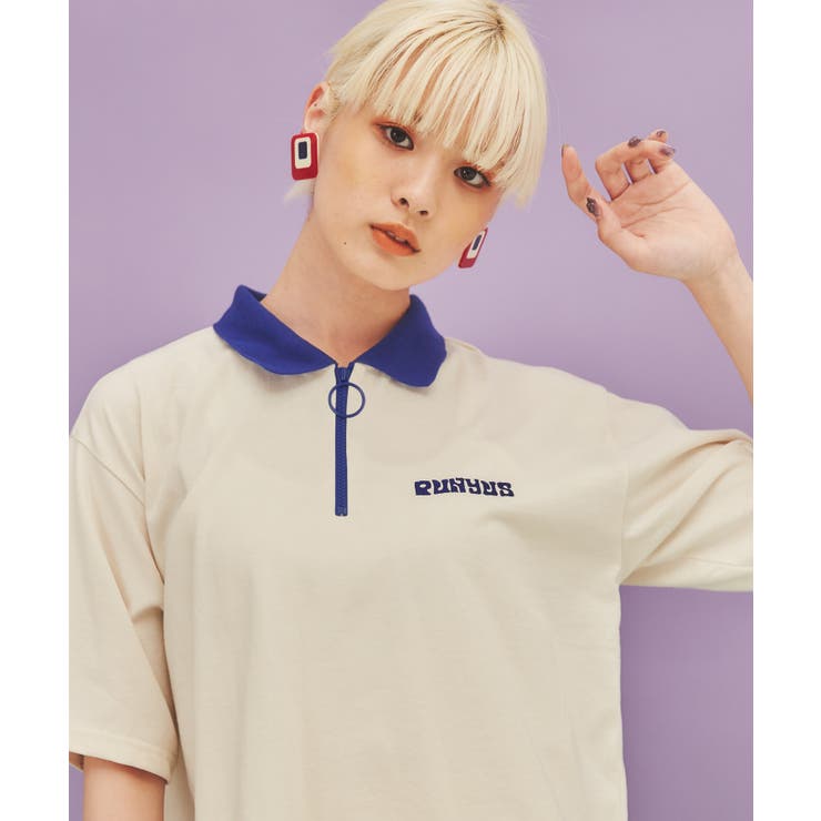 ワンポイントハーフZIPポロシャツ[品番：PNYW0004202]｜PUNYUS
