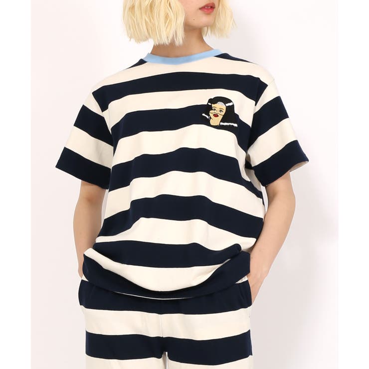 PUNYUS - プニュズ　PUNYUS FUGUボーダーTシャツ　NONCHELEEE　レッド PUNYUS - プニュズ PUNYUS FUGUボーダーTシャツ NONCHELEEE