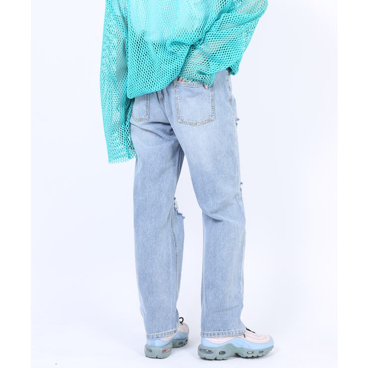ダメージレギュラーデニムパンツ[商品：PN22T-003] - PUNYUS