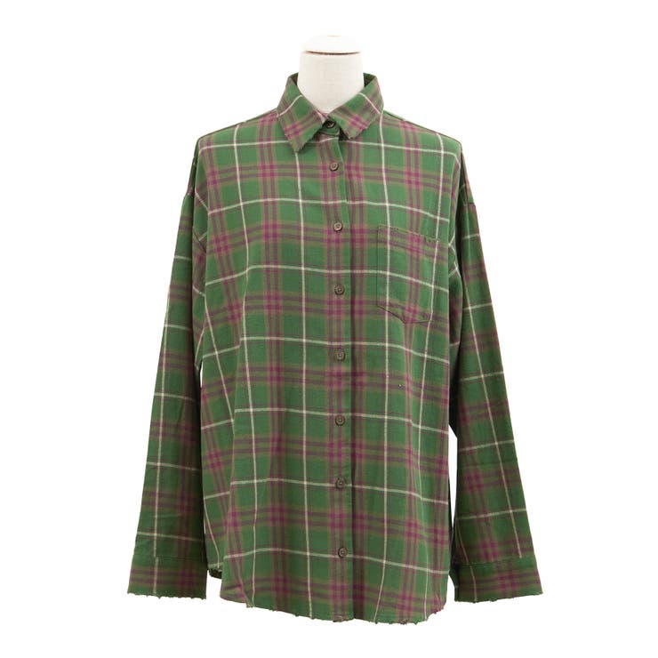 グリーン | ヴィンテージライクダメ―ジネルシャツ | PUNYUS 