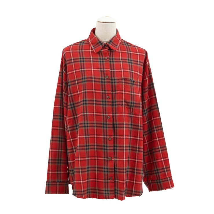 レッド | ヴィンテージライクダメ―ジネルシャツ | PUNYUS 