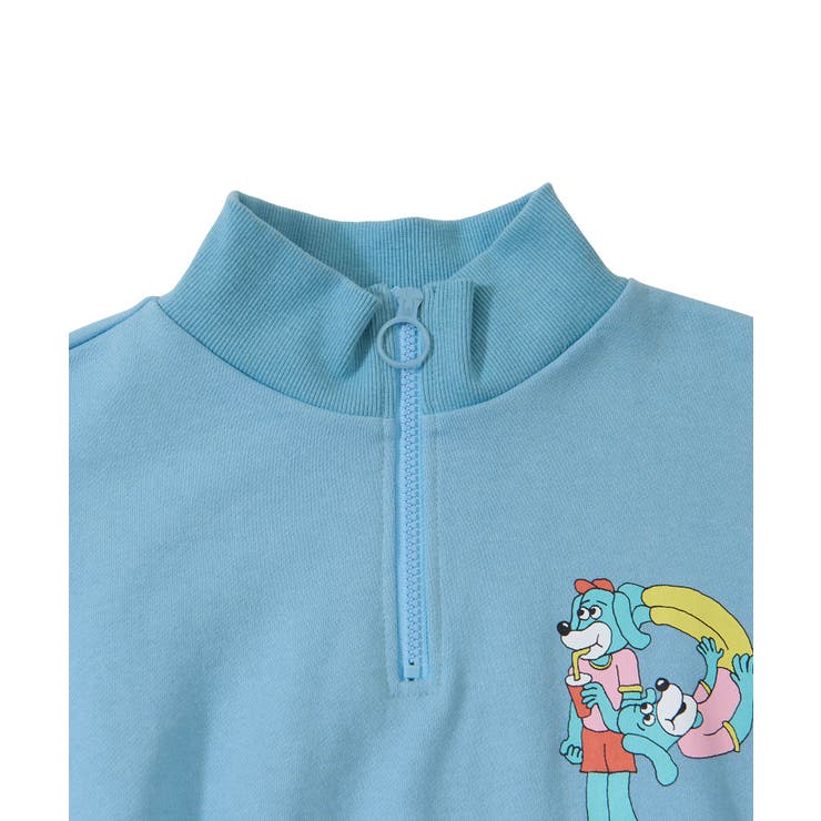 PプリントハーフZIPクロップドスウェット[品番：PNYW0004484