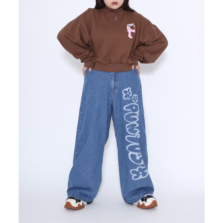 ぷにーず様 PプリントハーフZIPクロップドスウェット[品番：PNYW0004484