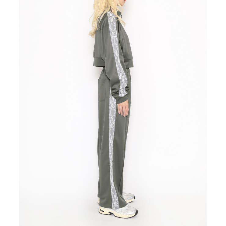 レースラインクロップドジャージトップ[品番:PNYW0004639 レースラインクロップドジャージトップ[品番:PNYW0004639