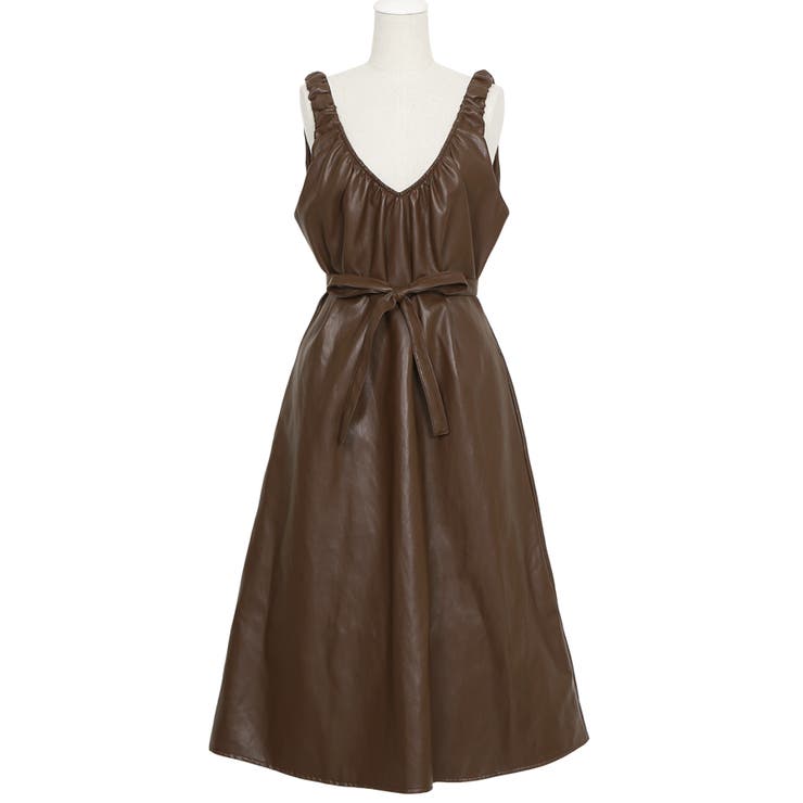 ブラウン | 合皮2WAYワンピース | PUNYUS 