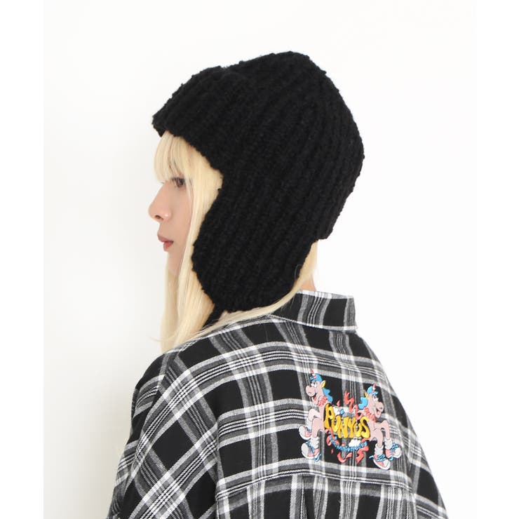【特価】 耳付きニットキャップ[品番：PNYW0004689]｜PUNYUS （プニュズ 帽子