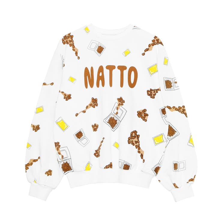 フード総柄スウェット(NATTO_YAKINIKU_ONIGIRI）[品番