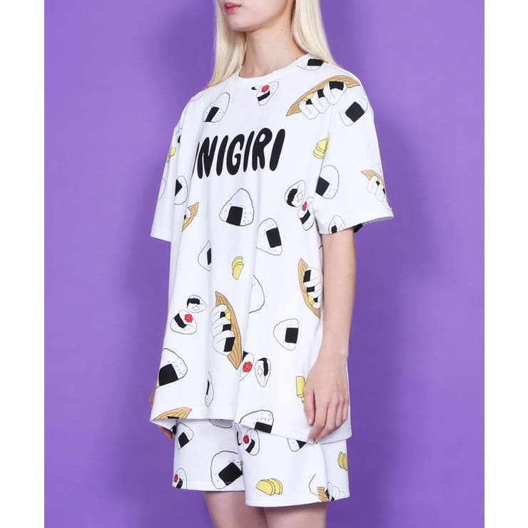 フード総柄Tシャツ（PAN）[品番：PNYW0003841]｜PUNYUS