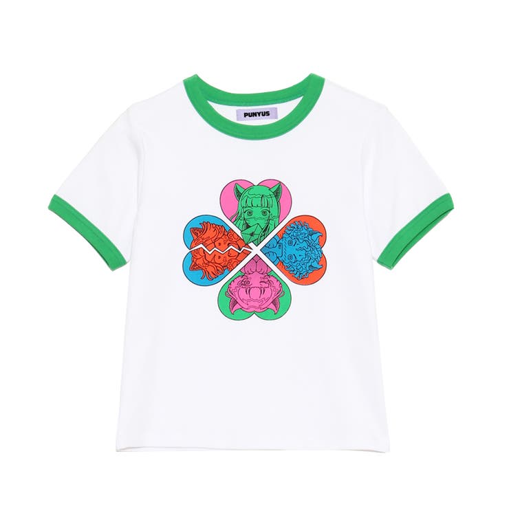 ホワイト | 恋愛しようぜ若者ピチリンガーTシャツ | PUNYUS 