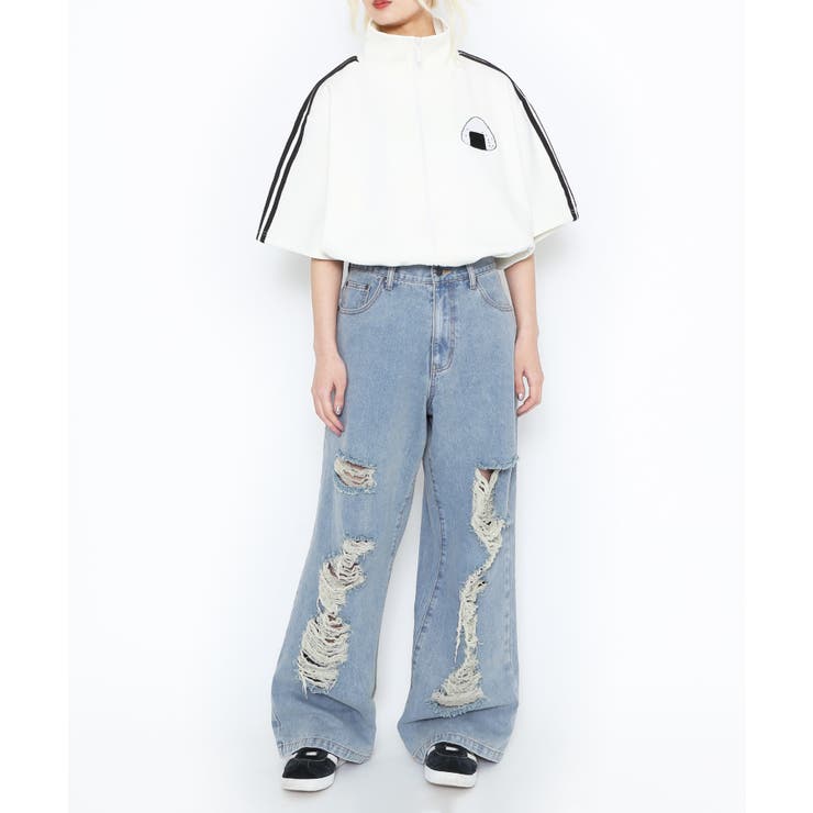 ダメージデニムワイドパンツ[品番：PNYW0004608]｜PUNYUS