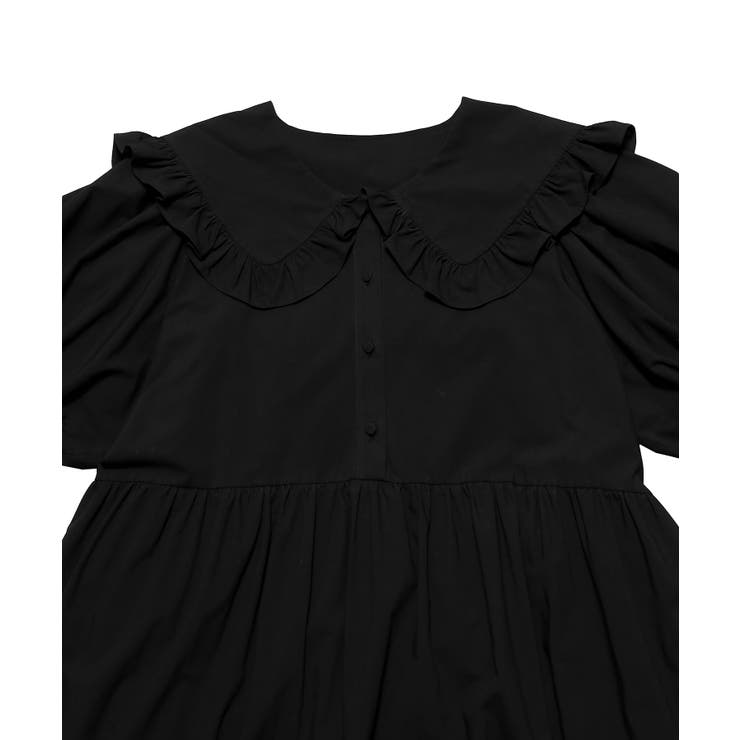 ビッグカラーフリルロングワンピース[品番：PNYW0004592