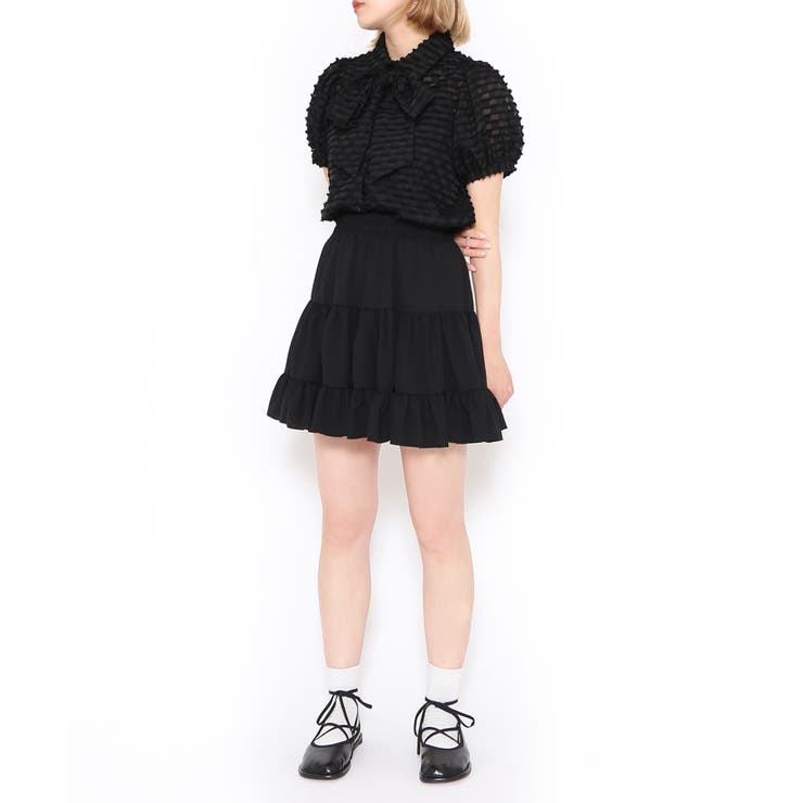 リボン付きシアー半袖ブラウス | PUNYUS  | 詳細画像7 