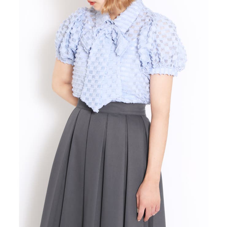 リボン付きシアー半袖ブラウス | PUNYUS  | 詳細画像2 