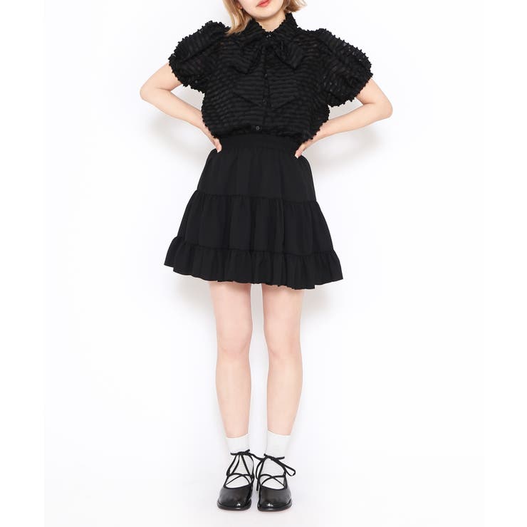 リボン付きシアー半袖ブラウス | PUNYUS  | 詳細画像6 