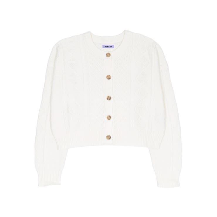 ホワイト | ケーブルニットカーディガン | PUNYUS 