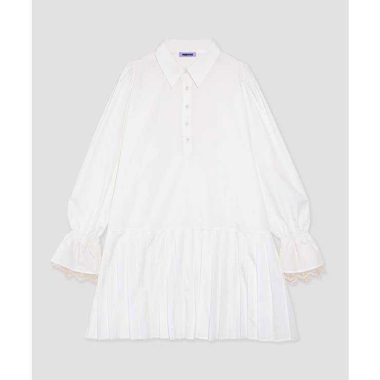 ホワイト | プリーツヘムシャツワンピース | PUNYUS 