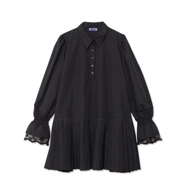 ブラック | プリーツヘムシャツワンピース | PUNYUS 