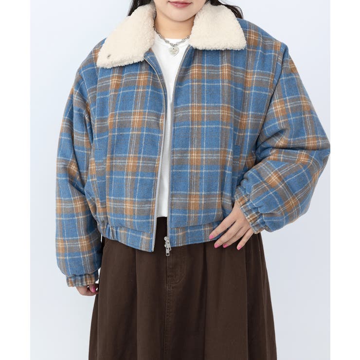 ボア襟チェック柄ブルゾン | PUNYUS  | 詳細画像15 