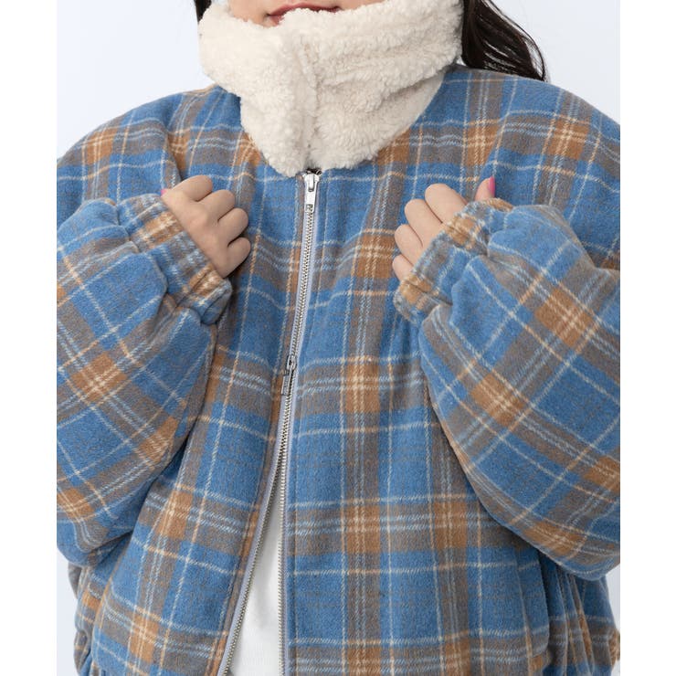 ボア襟チェック柄ブルゾン | PUNYUS  | 詳細画像14 