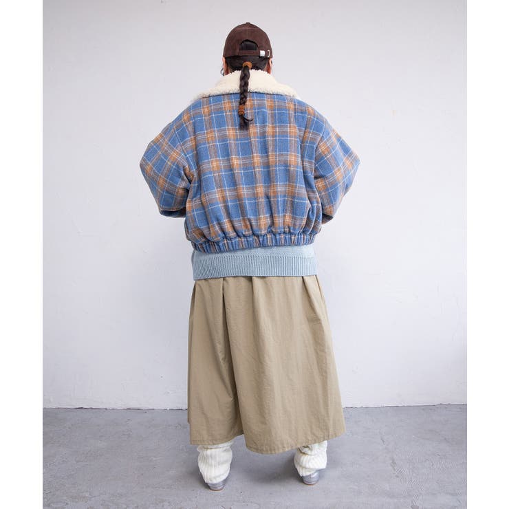 ボア襟チェック柄ブルゾン | PUNYUS  | 詳細画像13 