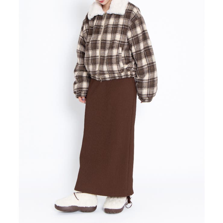 ボア襟チェック柄ブルゾン | PUNYUS  | 詳細画像21 