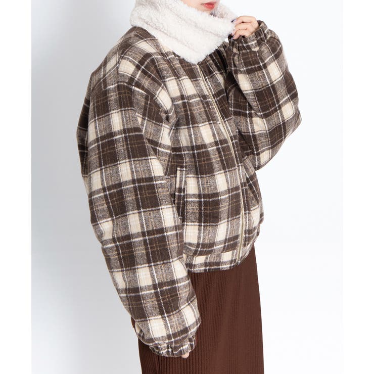 ボア襟チェック柄ブルゾン | PUNYUS  | 詳細画像18 